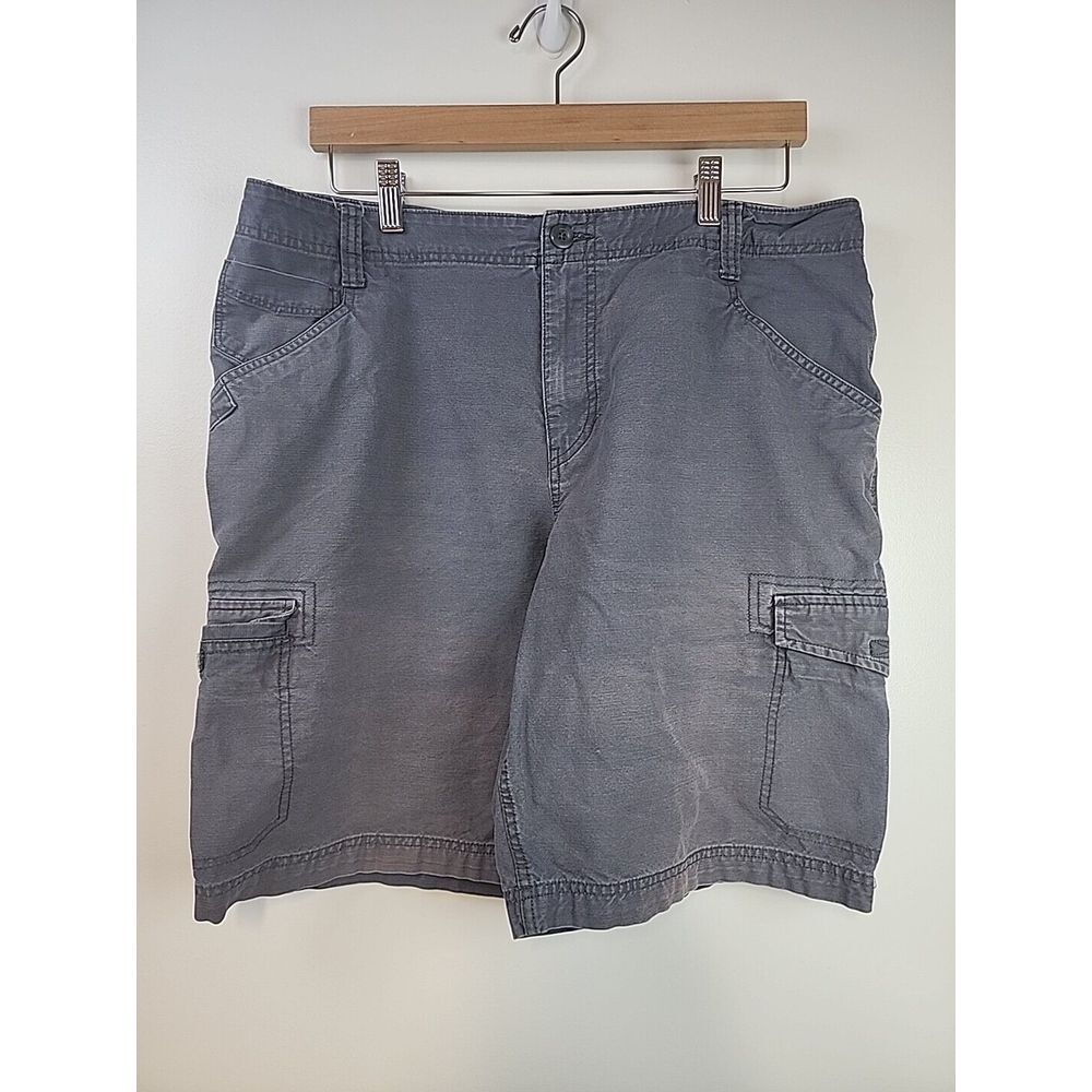 Field & Stream Cargo Shorts Men's Large 36 Gray 6 Pocket Logo Fish‎ Hike Cotton